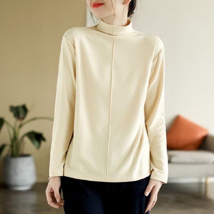 暖か ハイネック 無地 ハイネック カットソー