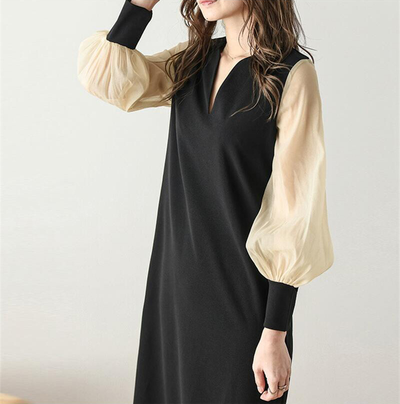 ファッションパッチワークロングワンピース