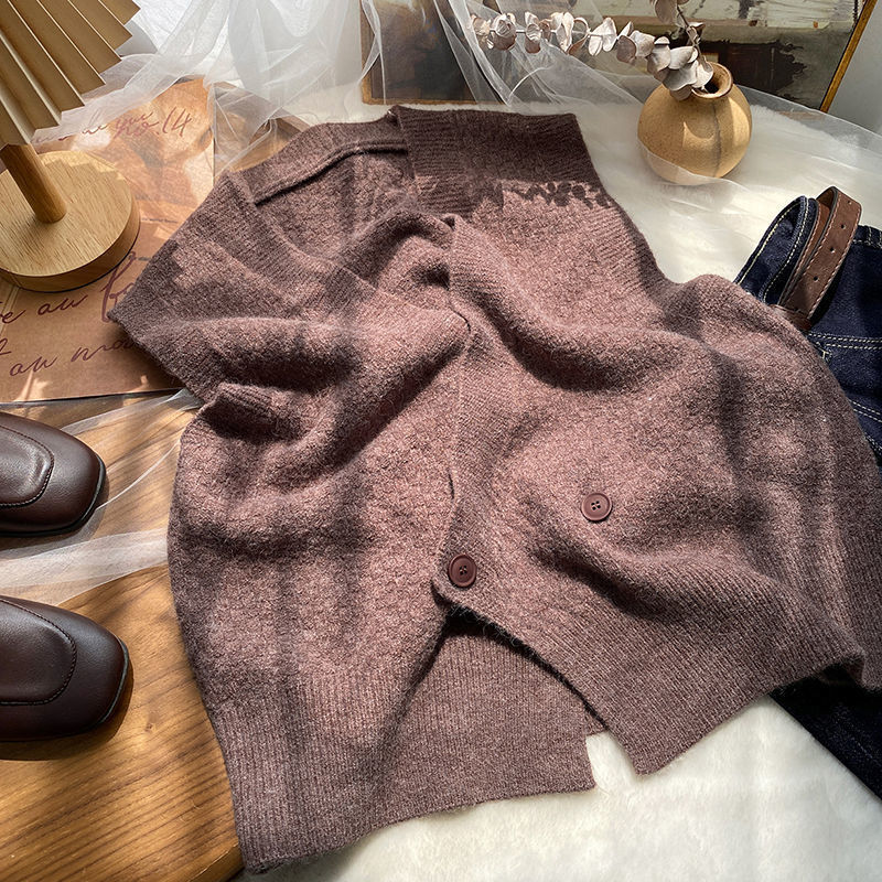 無地 カジュアル シンプル Vネック ニット ベスト