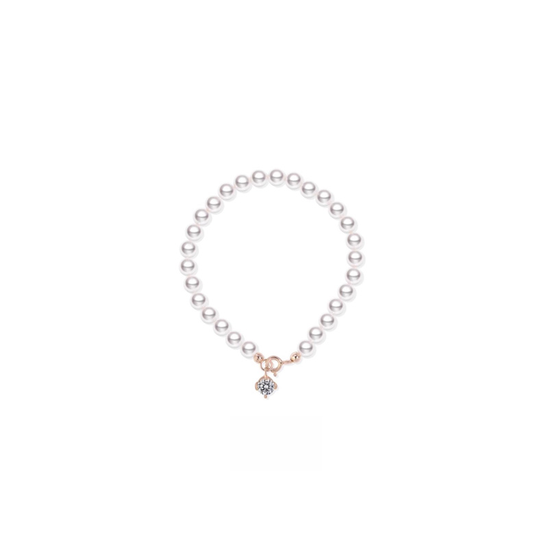 ダイヤモンド 無地 パール ブレスレット