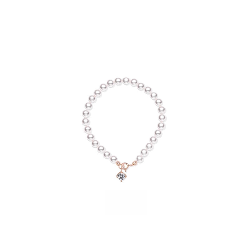 ダイヤモンド 無地 パール ブレスレット