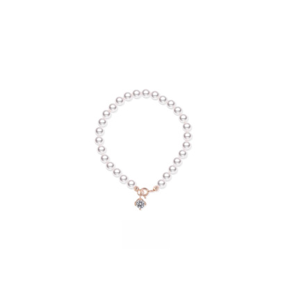 ダイヤモンド 無地 パール ブレスレット