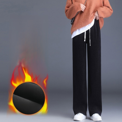 【裏起毛なし/裏起毛あり】柔らかい 無地 ストレート ワイドパンツ