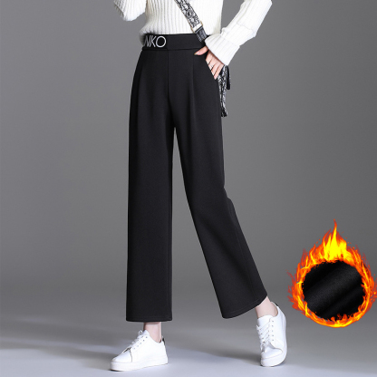 レディースハイウエスト裏起毛ワイドパンツ