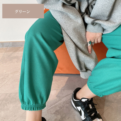 取り入れたい 無地 ハイウエスト スウェット パンツ