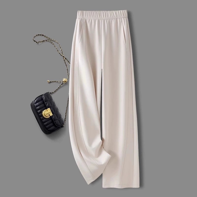 ルーズ 無地 レトロ ハイウエスト ワイドパンツ