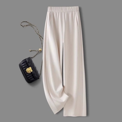 ルーズ 無地 レトロ ハイウエスト ワイドパンツ