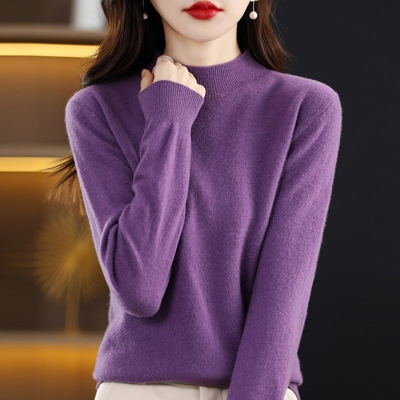 精巧裁ち 無地 カジュアル シンプル 長袖 ニット