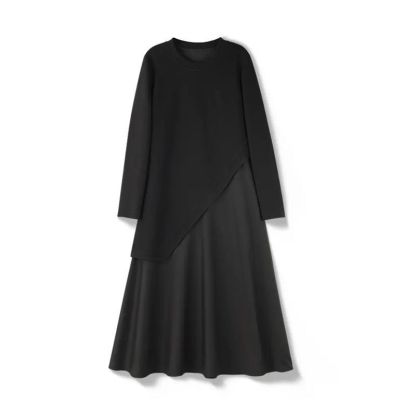 着痩せ ロング 無地 カジュアル シンプル ワンピース