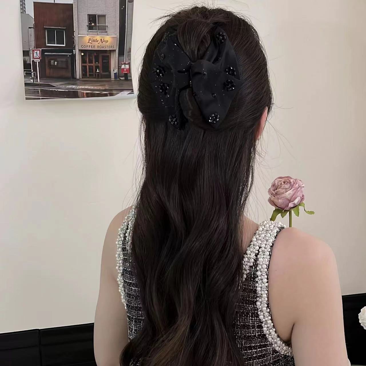 精巧裁ち 質感注目させ 無地 リボン ヘアピン