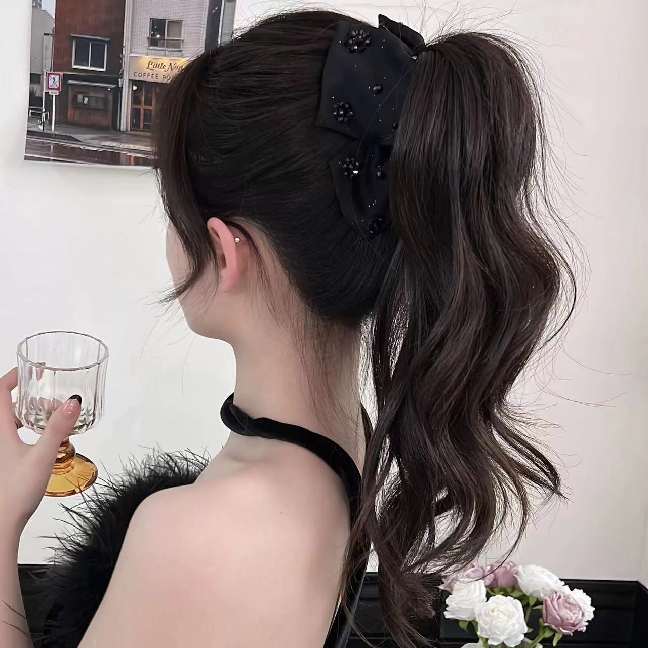 精巧裁ち 質感注目させ 無地 リボン ヘアピン