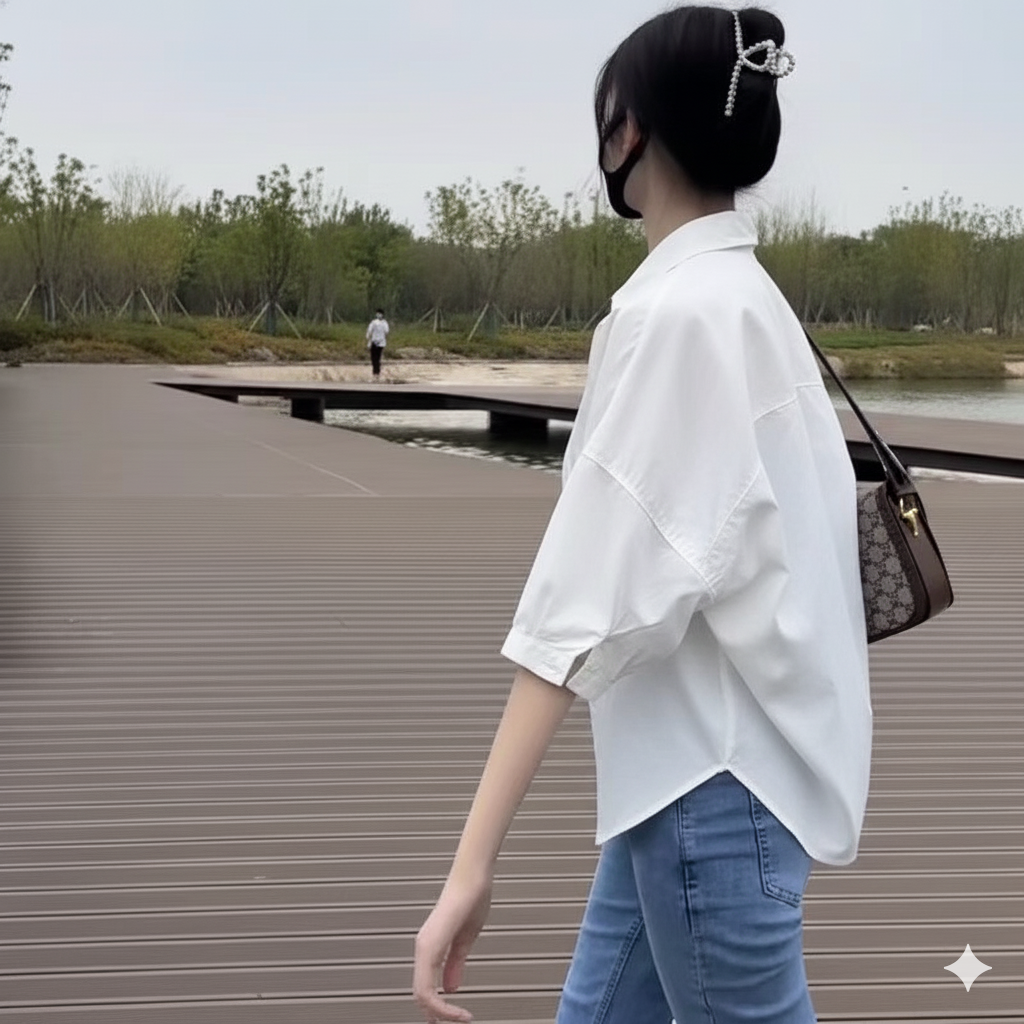 無地 カジュアル シンプル 半袖 Aライン シャツ