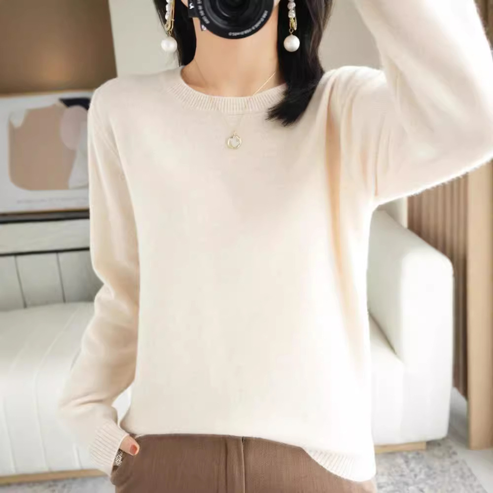 カジュアル 無地 アクルーネック ニット