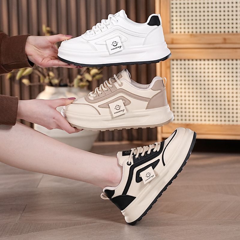 大人っぽく 厚底 幅広 レディース 配色 スニーカー