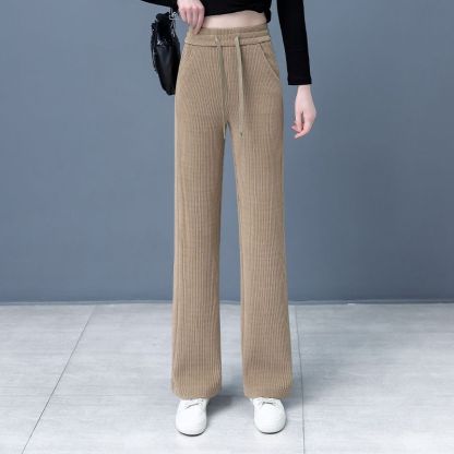 上質感 ファッション ウエストゴム 美脚 ワイドパンツ