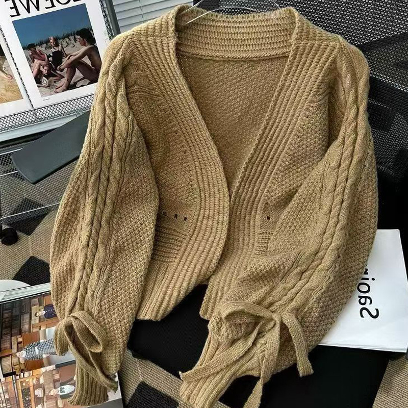 ぽわん袖 無地 無地 カジュアル シンプル 長袖 カーディガン