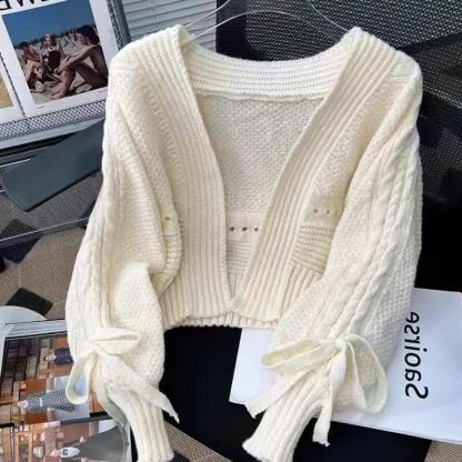 ぽわん袖 無地 無地 カジュアル シンプル 長袖 カーディガン