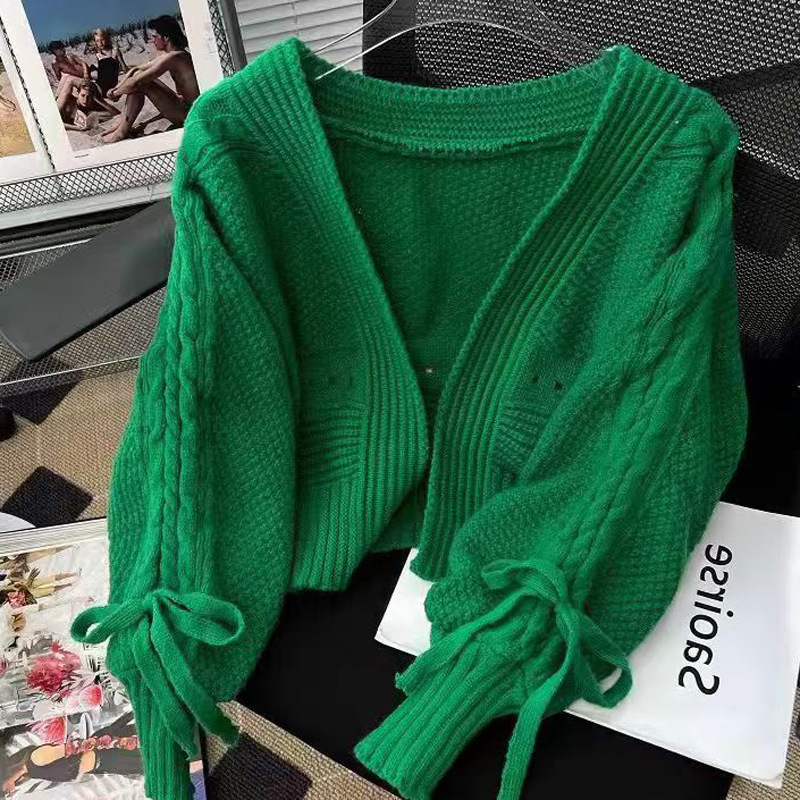 ぽわん袖 無地 無地 カジュアル シンプル 長袖 カーディガン