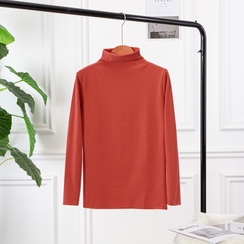 柔らかい あったか ハイネック 無地 カットソー