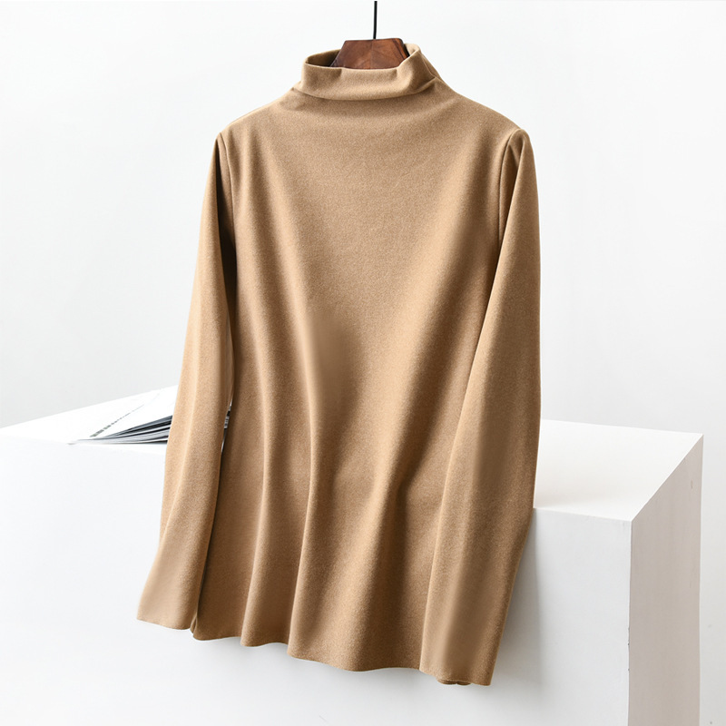 柔らかい あったか ハイネック 無地 カットソー