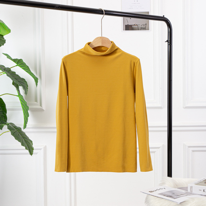 柔らかい あったか ハイネック 無地 カットソー