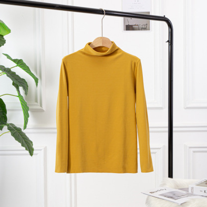 柔らかい あったか ハイネック 無地 カットソー