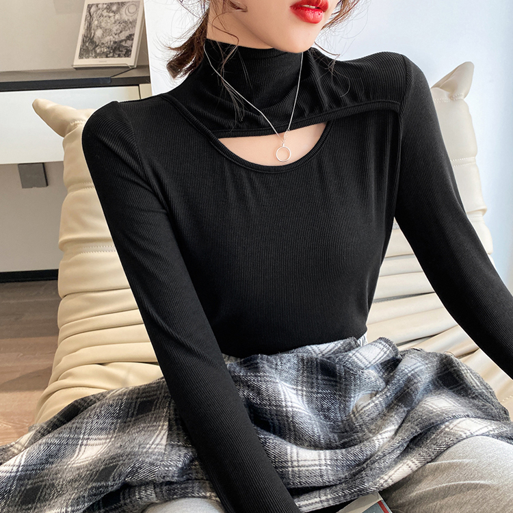 セクシー ハーフハイネック 無地 カジュアル シンプル Tシャツ