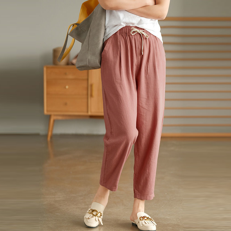 ロング丈 ハイウエスト レギュラー丈 Vネック 無地 カジュアル   シンプル パンツ