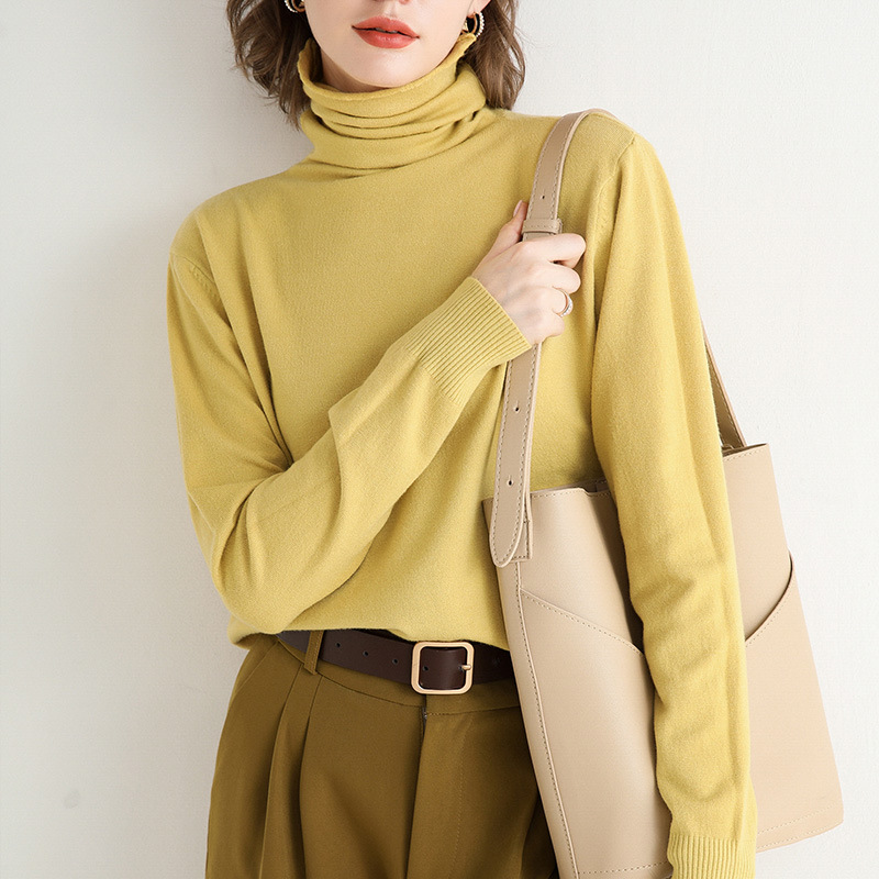 無地 カジュアル シンプル タートルネック ニットセーター