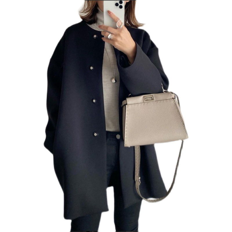 無地 カジュアル シンプル ロング丈 ボタン付き コート