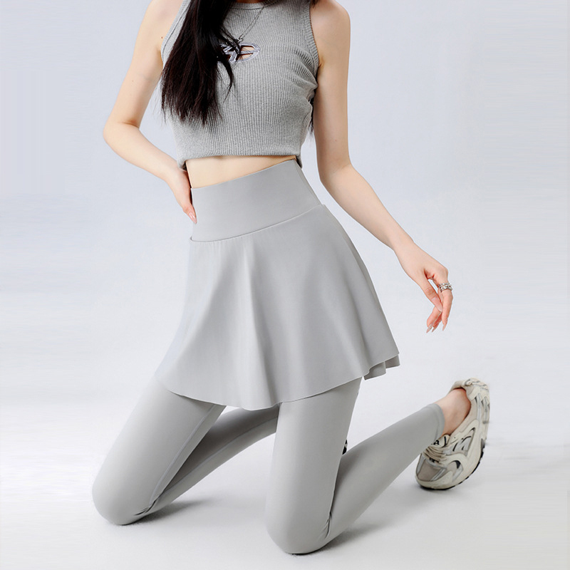 無地 カジュアル シンプル スカート付き着圧 レギンス