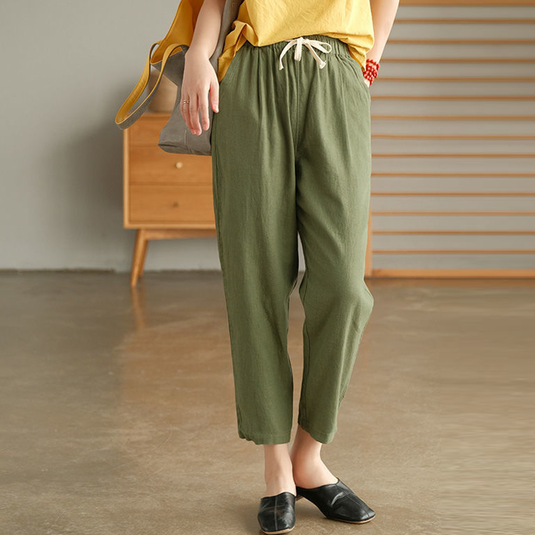 ロング丈 ハイウエスト レギュラー丈 Vネック 無地 カジュアル シンプル パンツ