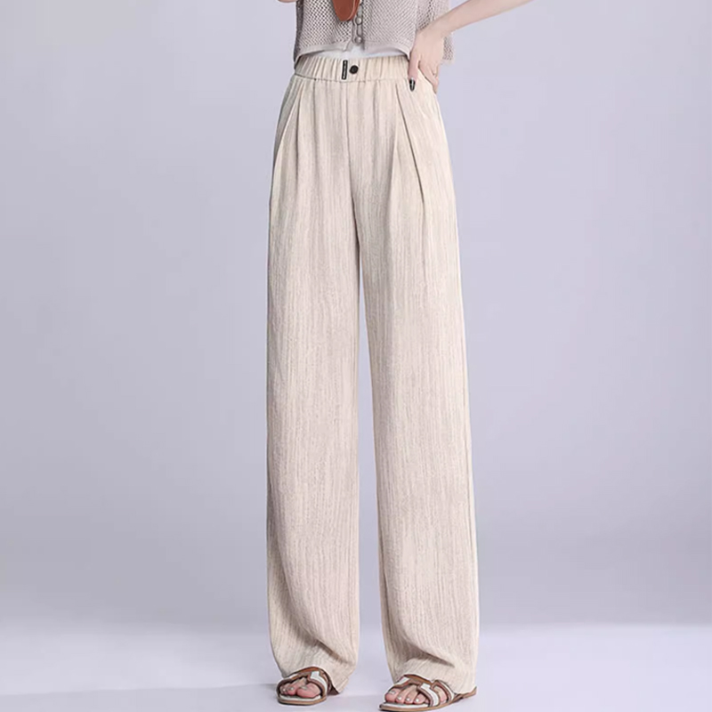 着痩せ効果のある ドレープ性 無地 ワイドパンツ