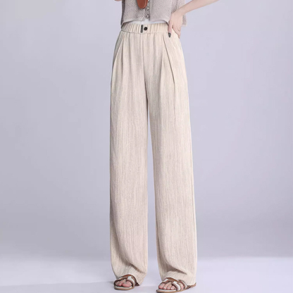 着痩せ効果のある ドレープ性 無地 ワイドパンツ