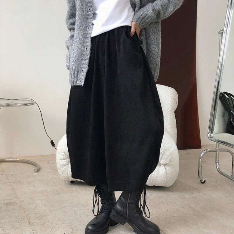 秋冬 無地 カジュアル シンプル サルエルパンツ