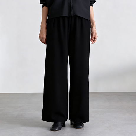 ルーズ 無地 裏起毛 厚手 ワイドパンツ ウエストゴム