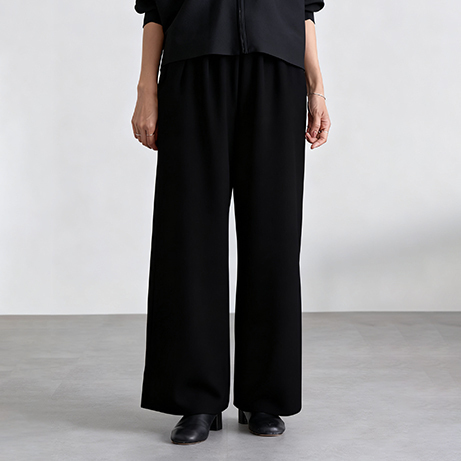 【小柄さん向け】裏起毛厚手ワイドパンツ ウエストゴム