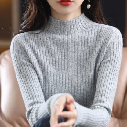 無地 カジュアル シンプル ハーフハイネック ニット