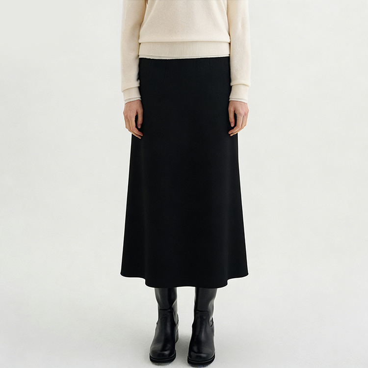 秋冬新作 無地 ミッドレングス ハイウエスト スカート
