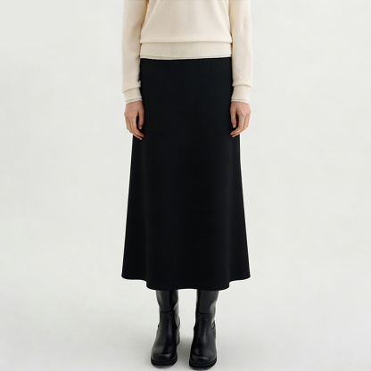 秋冬新作 無地 ミッドレングス ハイウエスト スカート