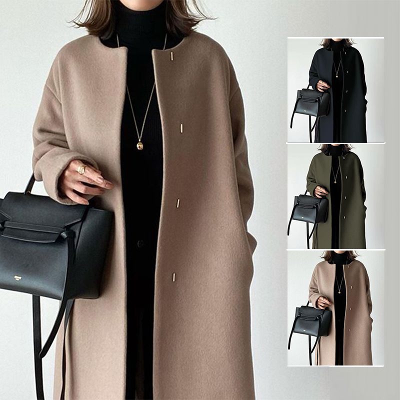 メタルボタン付き シンプル チェスター コート
