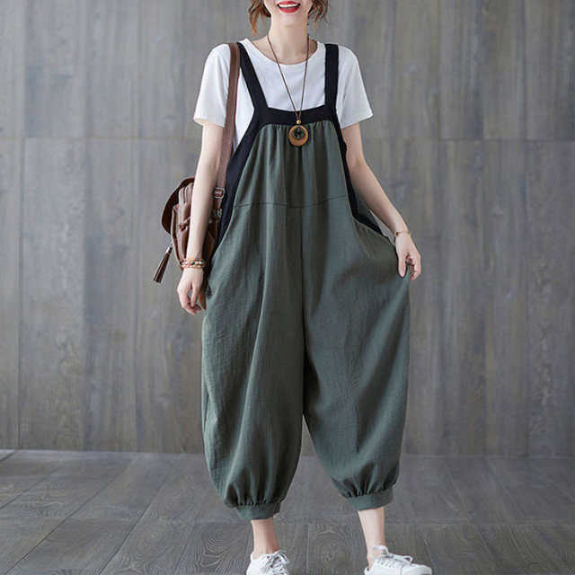 ゆったり エレガント 無地 カジュアル オーバーオール
