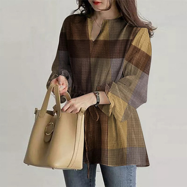 大注目 カジュアル シンプル パフ袖 ブラウス