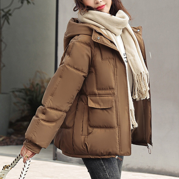 レディース ショート丈 フード付き ダウンジャケット