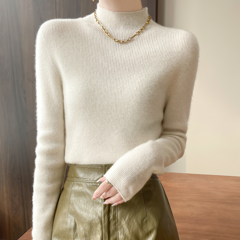 着回し可能 レディース  ハイネック 無地 ウール ニット