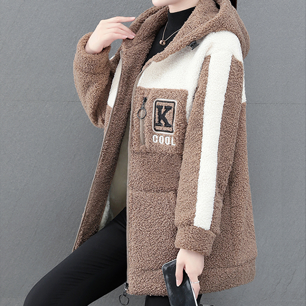 大好評 レディース フード付き 配色 ジャケット