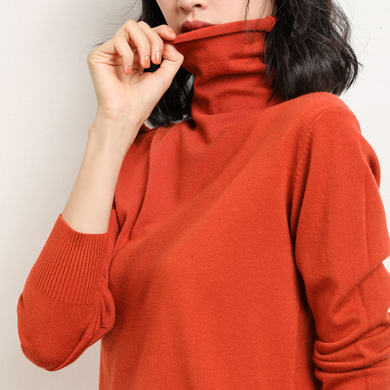無地 カジュアル シンプル タートルネック ニットセーター