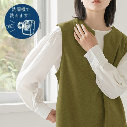 Vネック 袖なし ベスト式 無地 シンプル カジュアルワンピース