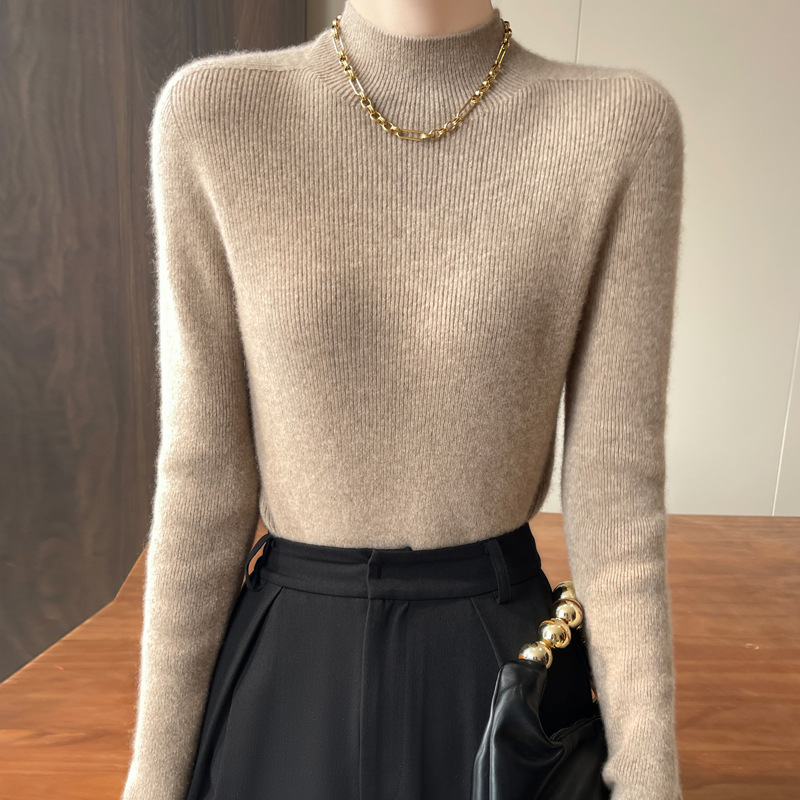 着回し可能 レディース  ハイネック 無地 ウール ニット