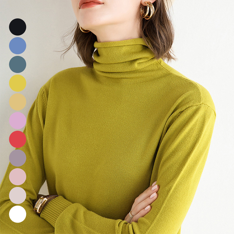 無地 カジュアル シンプル タートルネック ニットセーター